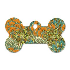 Orange Flowers Dog Tag Bone (one Side) by goljakoff