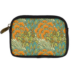 Orange Flowers Digital Camera Leather Case by goljakoff