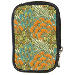 Orange Flowers Compact Camera Leather Case by goljakoff