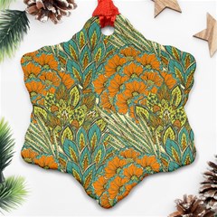 Orange Flowers Snowflake Ornament (two Sides) by goljakoff