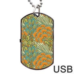 Orange Flowers Dog Tag Usb Flash (one Side) by goljakoff