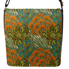 Orange Flowers Flap Closure Messenger Bag (s) by goljakoff