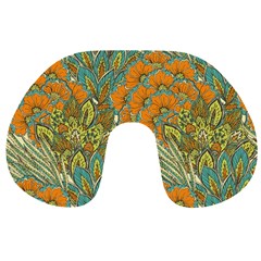 Orange Flowers Travel Neck Pillow by goljakoff