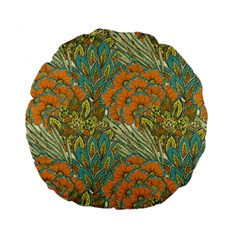 Orange Flowers Standard 15  Premium Flano Round Cushions by goljakoff