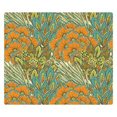 Orange Flowers Double Sided Flano Blanket (small)  by goljakoff