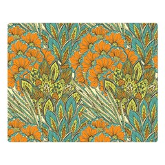 Orange Flowers Double Sided Flano Blanket (large)  by goljakoff