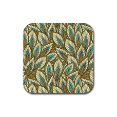 Green Leaves Rubber Coaster (square)  by goljakoff