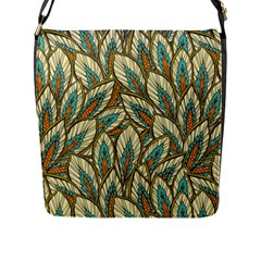 Green Leaves Flap Closure Messenger Bag (l) by goljakoff