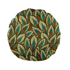 Green Leaves Standard 15  Premium Flano Round Cushions by goljakoff