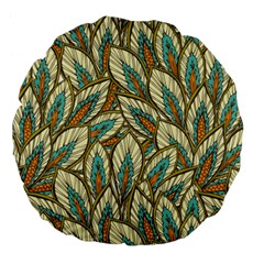 Green Leaves Large 18  Premium Flano Round Cushions by goljakoff