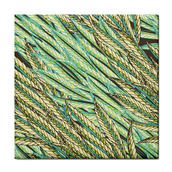 Green leaves Tile Coaster