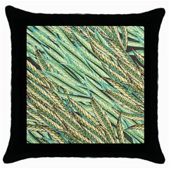 Green Leaves Throw Pillow Case (black) by goljakoff