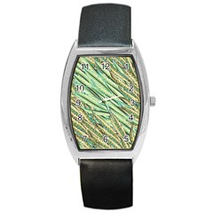 Green Leaves Barrel Style Metal Watch by goljakoff