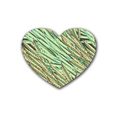 Green Leaves Rubber Coaster (heart)  by goljakoff