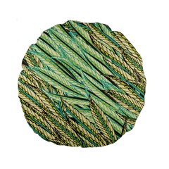 Green Leaves Standard 15  Premium Round Cushions by goljakoff