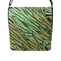 Green Leaves Flap Closure Messenger Bag (l) by goljakoff