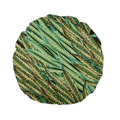 Green Leaves Standard 15  Premium Flano Round Cushions by goljakoff