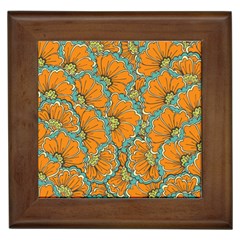 Orange Flowers Framed Tile by goljakoff