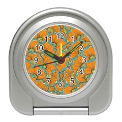 Orange Flowers Travel Alarm Clock by goljakoff