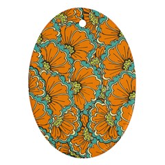 Orange Flowers Oval Ornament (two Sides)