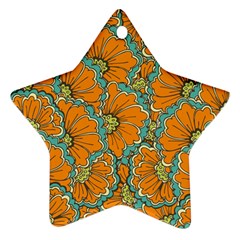 Orange Flowers Star Ornament (two Sides) by goljakoff