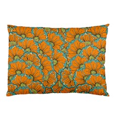 Orange Flowers Pillow Case by goljakoff