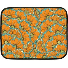 Orange Flowers Double Sided Fleece Blanket (mini)  by goljakoff