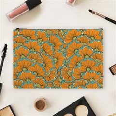 Orange Flowers Cosmetic Bag (large) by goljakoff