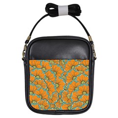 Orange Flowers Girls Sling Bag by goljakoff