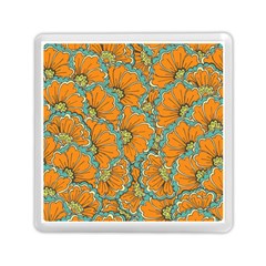 Orange Flowers Memory Card Reader (square) by goljakoff