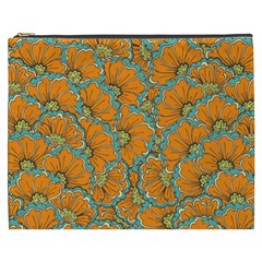 Orange Flowers Cosmetic Bag (xxxl) by goljakoff