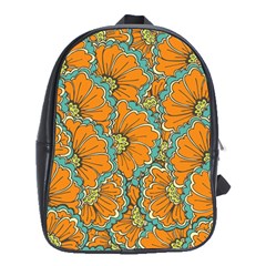 Orange Flowers School Bag (xl) by goljakoff