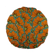 Orange Flowers Standard 15  Premium Flano Round Cushions by goljakoff