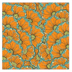 Orange Flowers Large Satin Scarf (square) by goljakoff