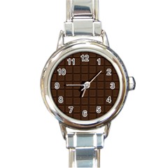 Chocolate Round Italian Charm Watch by goljakoff