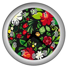 Russian Khokhloma Wall Clock (silver) by goljakoff