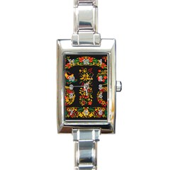 Hohloma Ornament Rectangle Italian Charm Watch by goljakoff