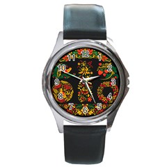 Hohloma Ornament Round Metal Watch by goljakoff