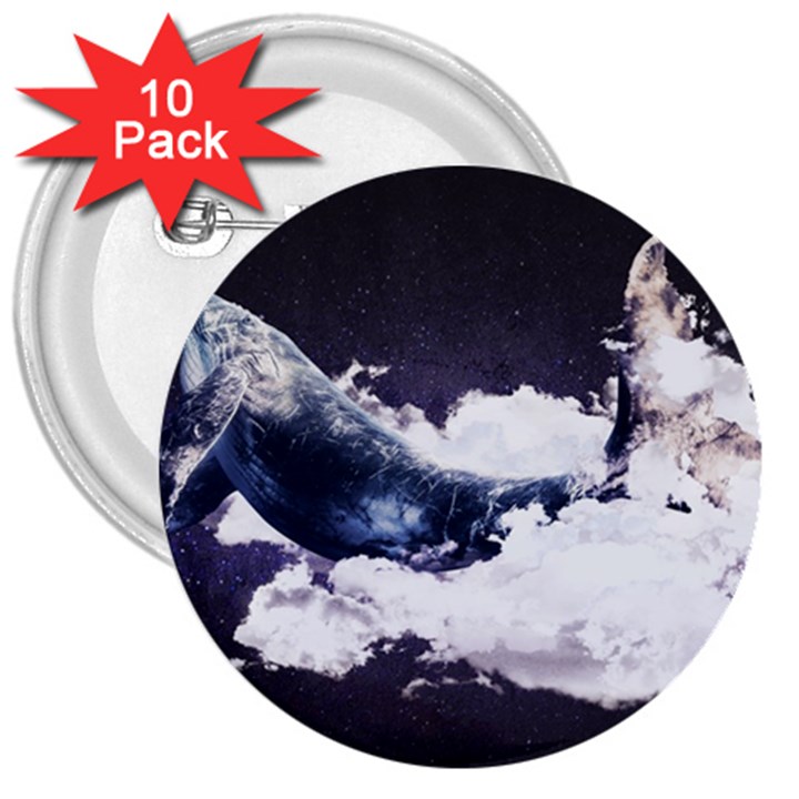 Blue whale dream 3  Buttons (10 pack) 