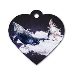 Blue Whale Dream Dog Tag Heart (two Sides) by goljakoff