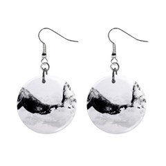 Blue whale in clouds Mini Button Earrings