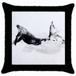 Blue whale in clouds Throw Pillow Case (Black) Front