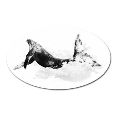 Blue whale in clouds Oval Magnet