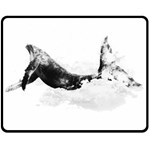 Blue whale in clouds Double Sided Fleece Blanket (Medium)  58.8 x47.4  Blanket Front