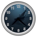 Whales family Wall Clock (Silver) Front