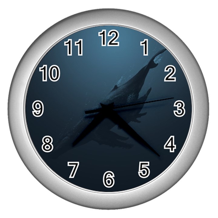 Whales family Wall Clock (Silver)