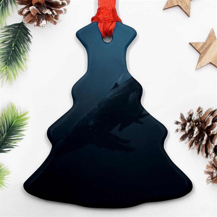 Whales family Christmas Tree Ornament (Two Sides)