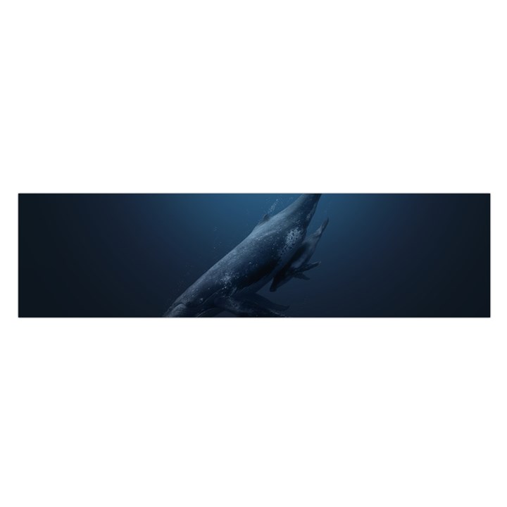 Blue whales Satin Scarf (Oblong)