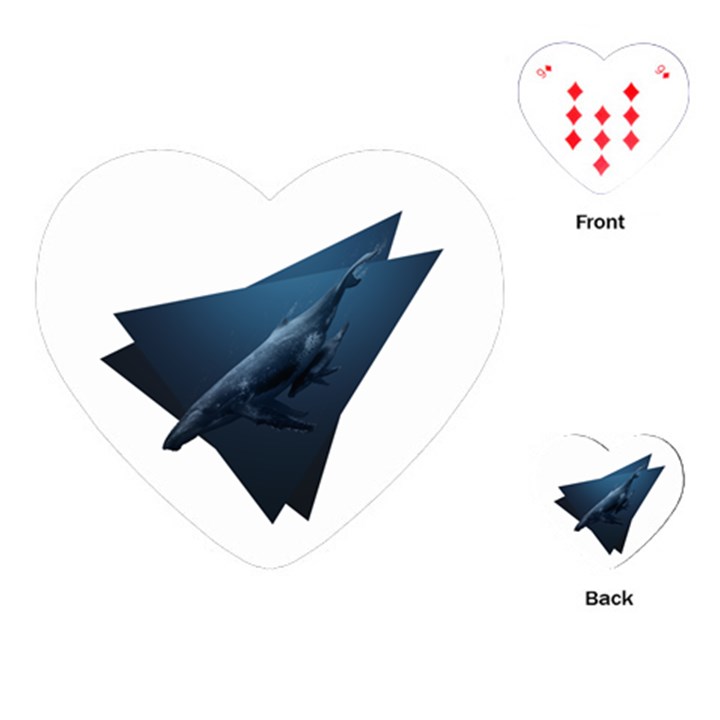 Whales in deep ocean Playing Cards Single Design (Heart)