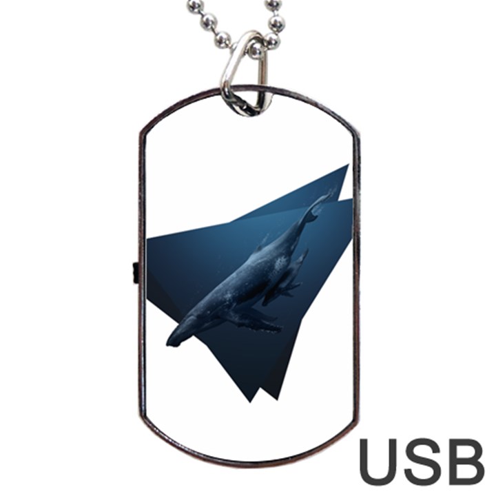 Whales in deep ocean Dog Tag USB Flash (Two Sides)